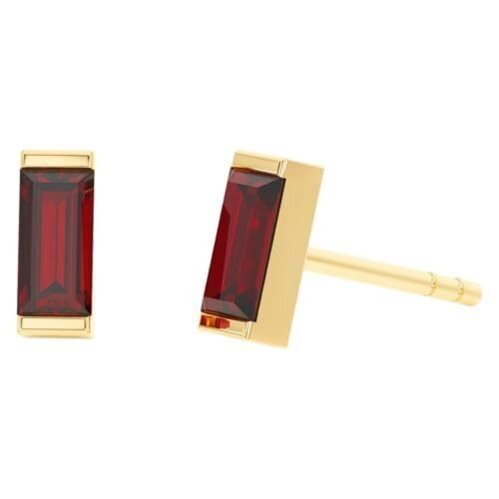 4023 Garnet Stud Earrings , Rectangle Stud Earrings - Hypoallergenic 18K